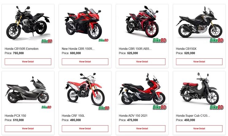 honda motorcycle price in bangladesh