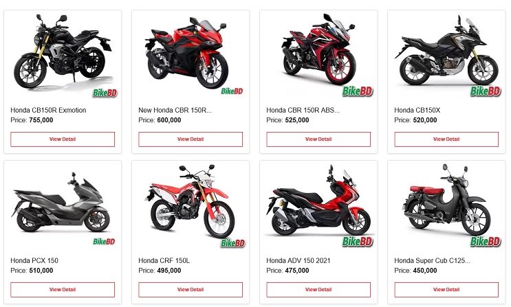 Latest Honda Motorcycle Price List in Bangladesh 2024