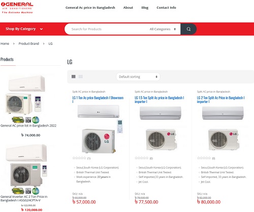 lg air conditioner ac price in bangladesh