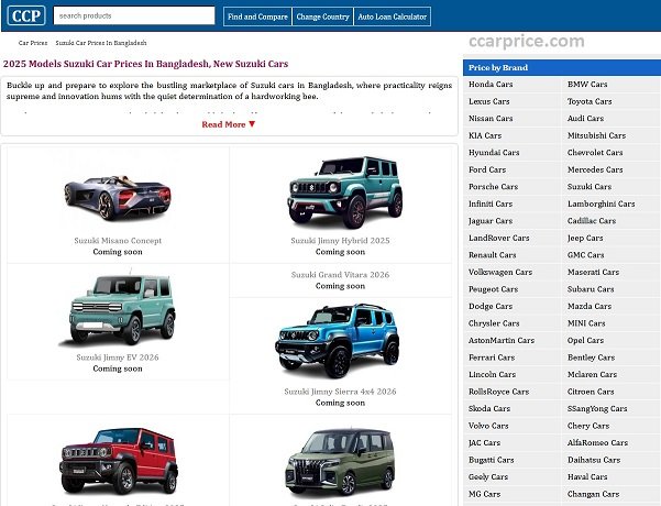 Suzuki Car Price List in Bangladesh 2025